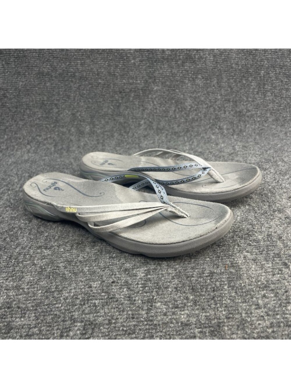 Ahnu Olema Womens Size 7 Gray Casual Blue Walking Flip Flop Slipper Thong Sandal - Picture 5 of 11